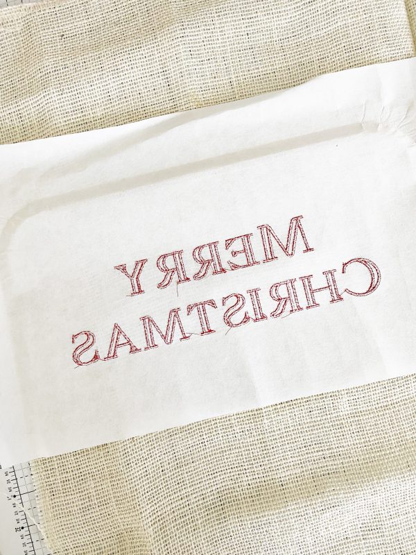 Sewing and Embroidering a Burlap Fabric Gift Bag: Clean up the Embroidery