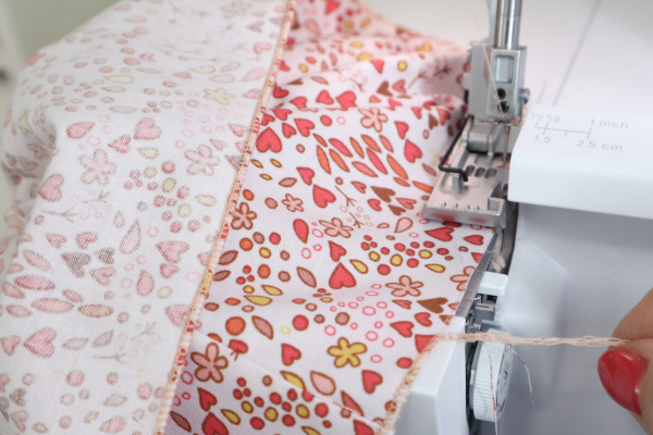 raw edge and ruffle stitching 