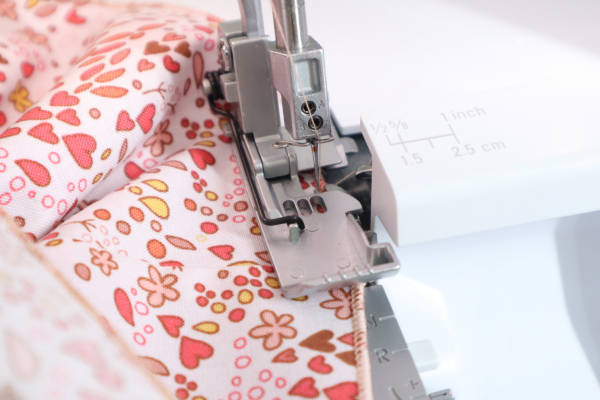 raw edge and ruffle stitching