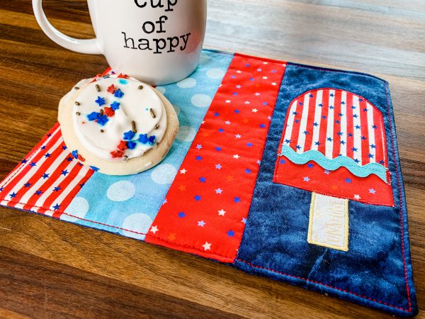 Popsicle Applique Independence Day Mug Rug