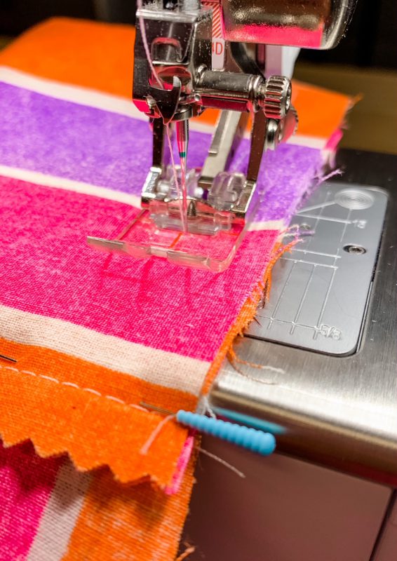 Stitch Band seam after aligning stripes