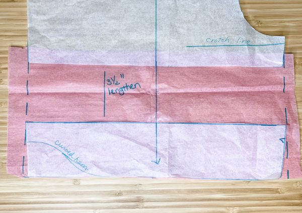 Add inches to lengthen shorts for cuff