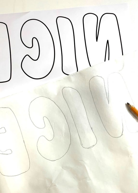 Trace letters to heat and bond for pillow wrap