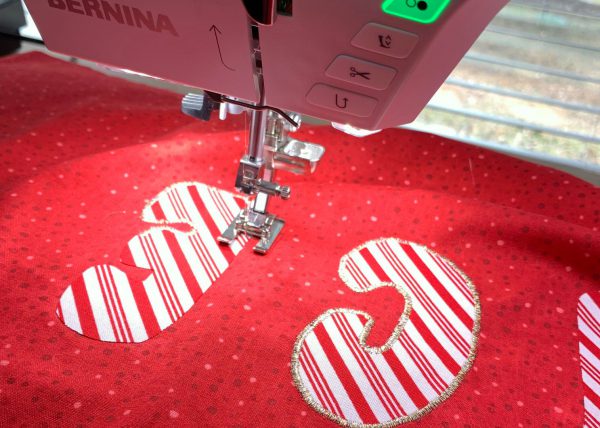 Applique letters with metallic thread