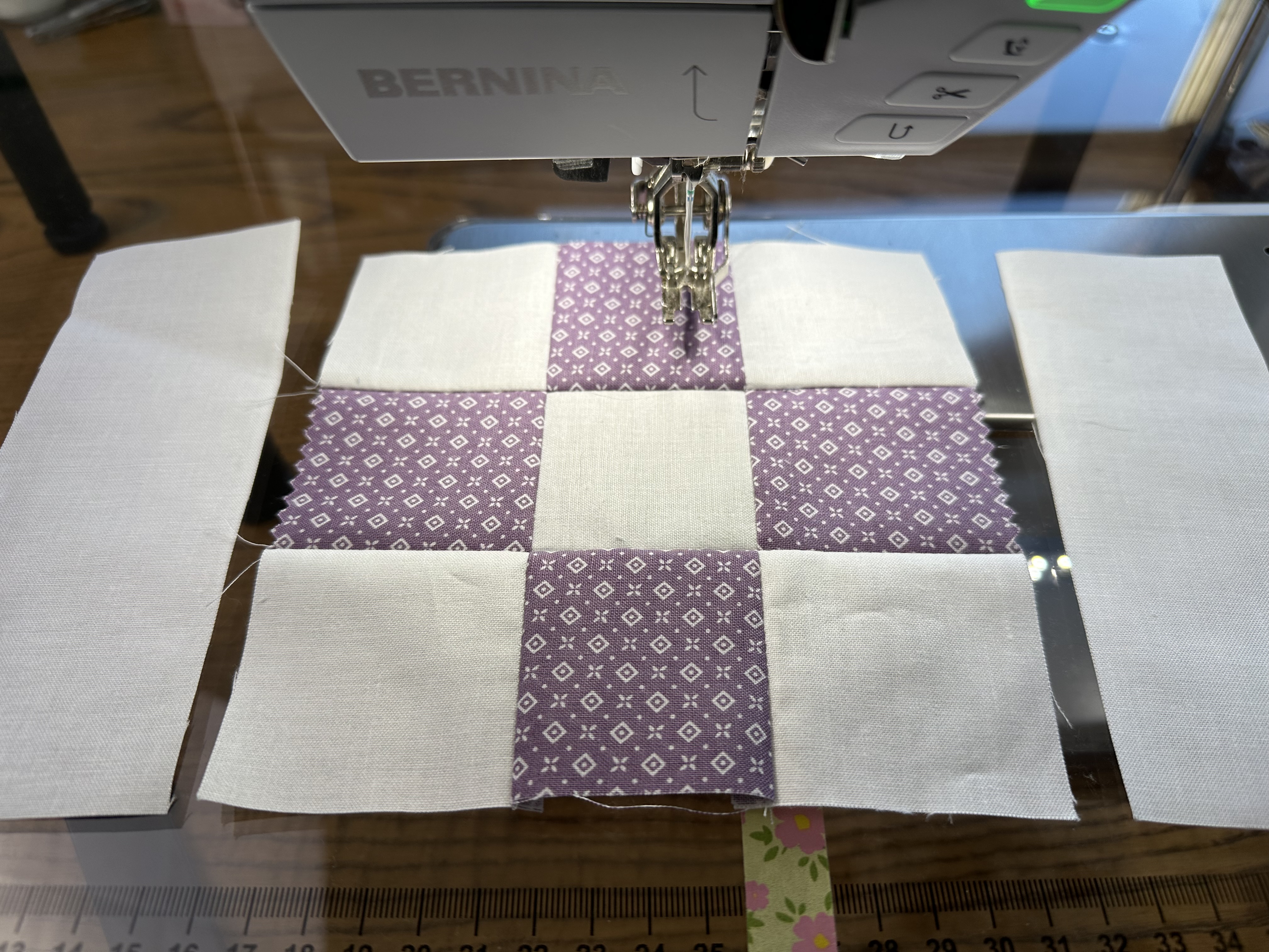 Making the middle row of Block B for the Nona Quilt Along BERNINA WeAllSew blog