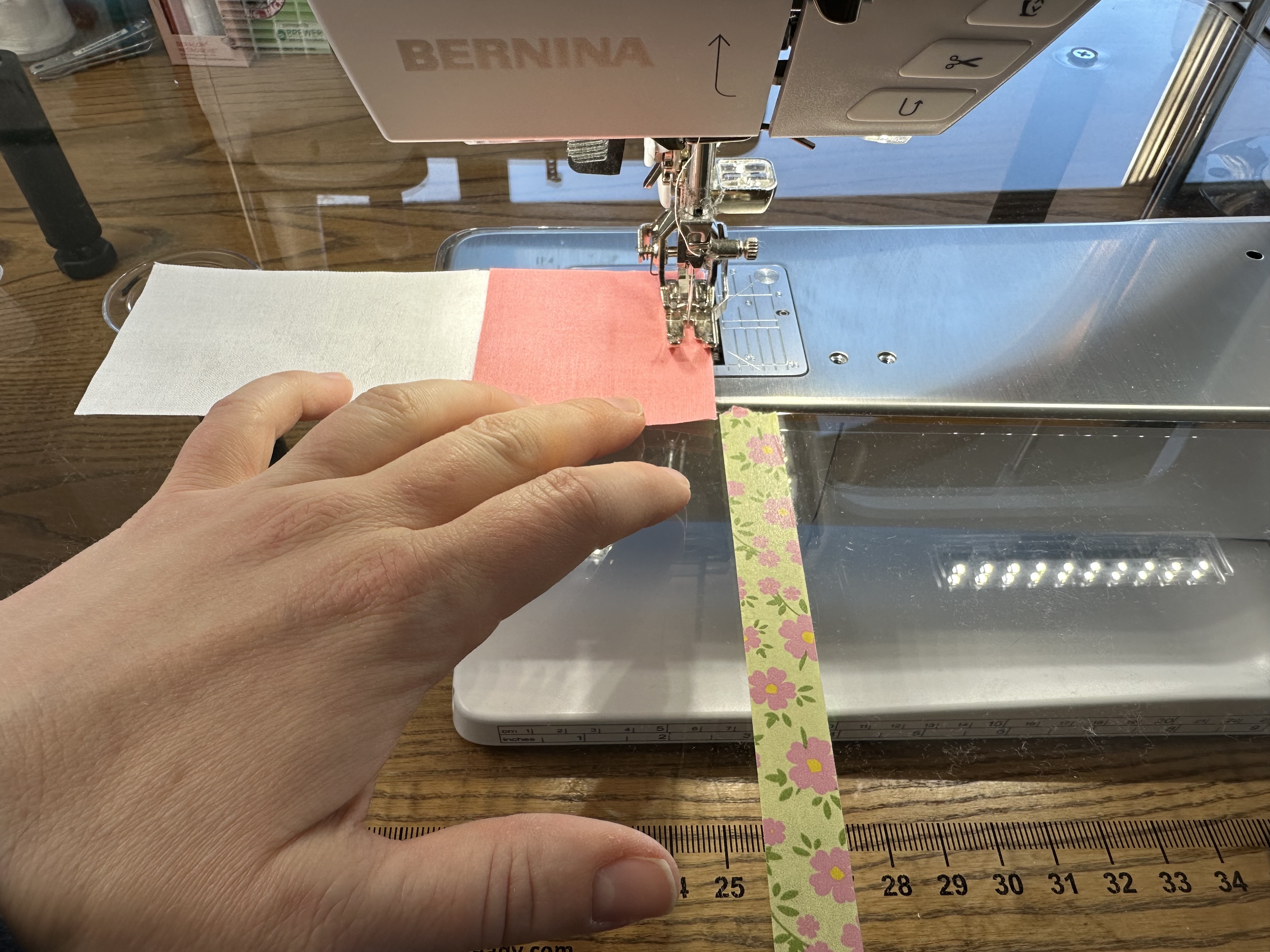 Making the top/bottom row of Block B for the Nona Quilt Along BERNINA WeAllSew blog
