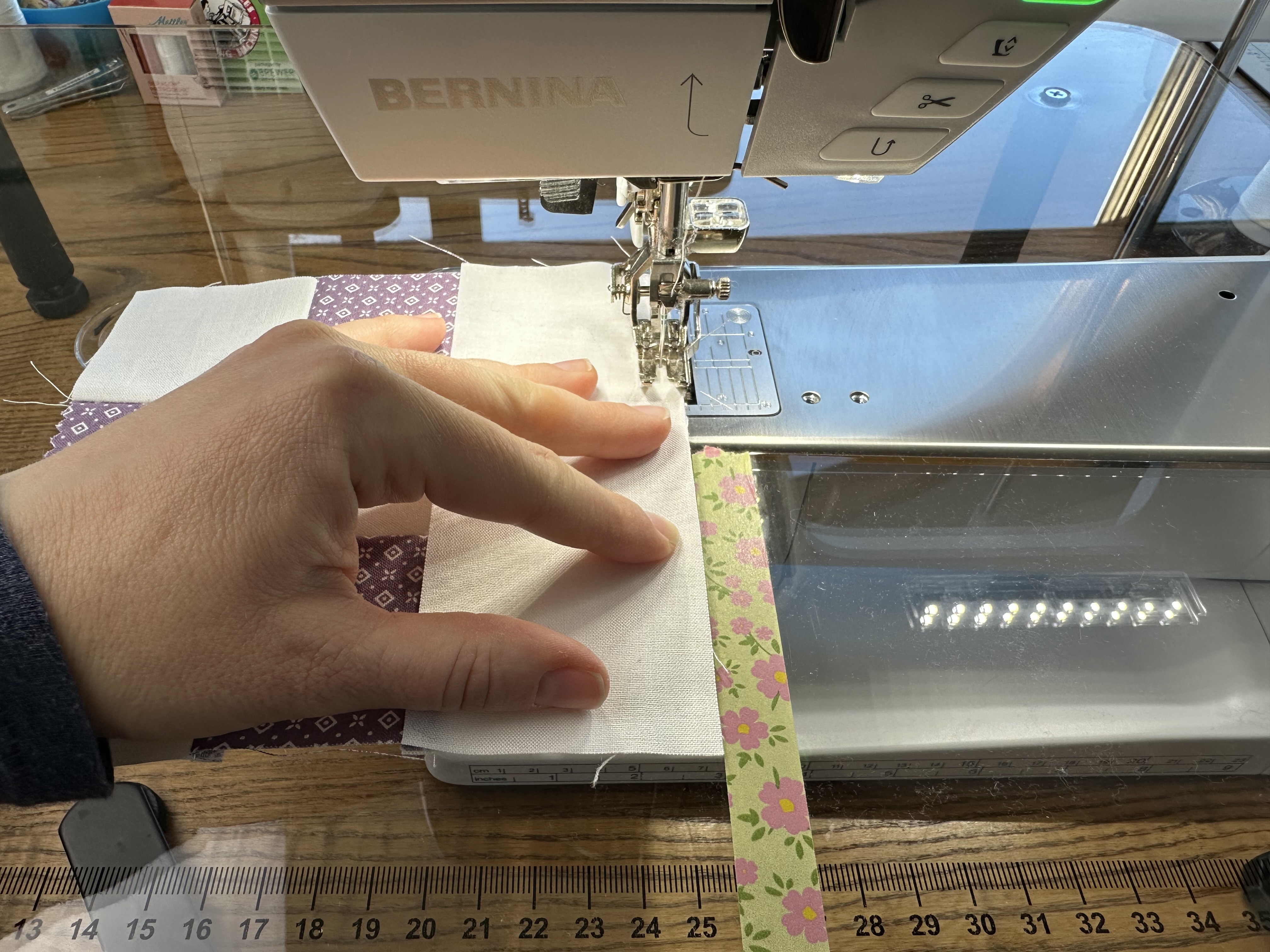 Making the middle row of Block B for the Nona Quilt Along BERNINA WeAllSew blog