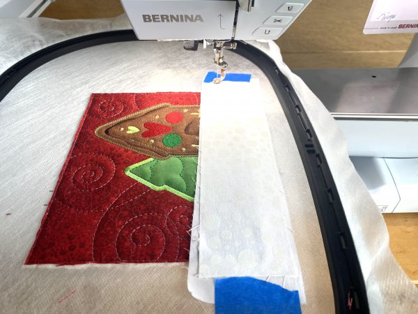 This step shows the last remaining appliqué fabric to be added. Note that this fabric was doubled so there is no show through from the darker colors below. 