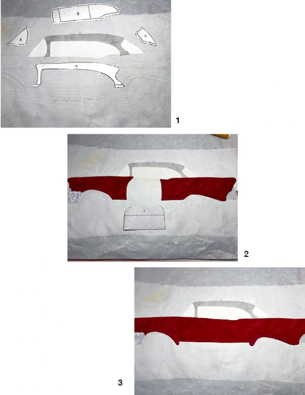 Using silicone sheet, pattern and iron, the car is fused together in this step. 