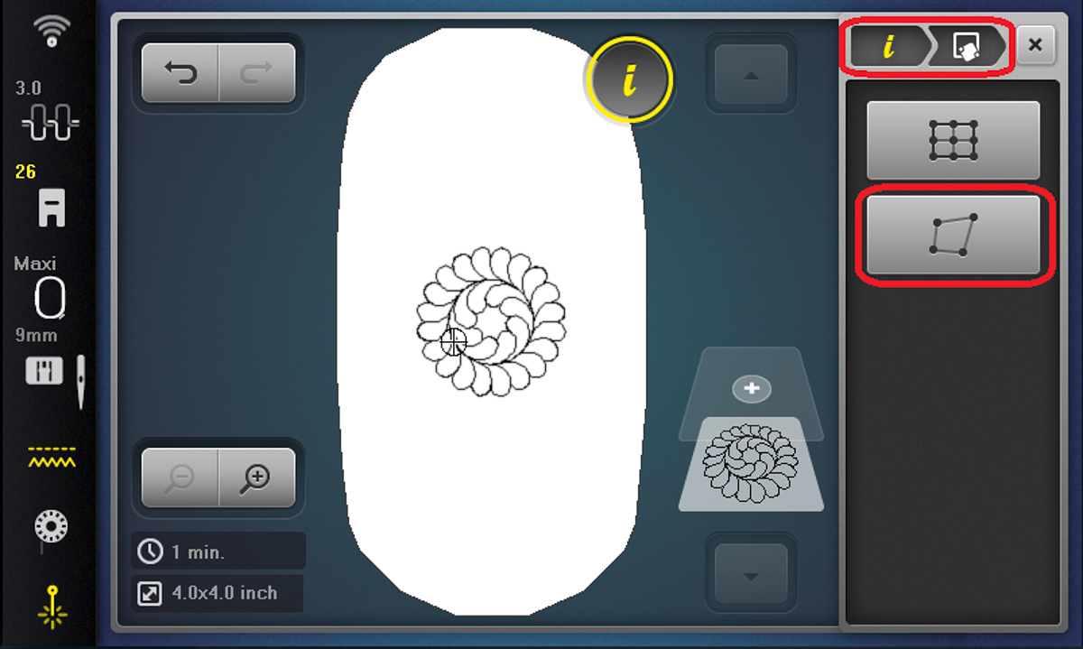Display screen showing selection of the 4-Point Pinpoint Placement button on the B 790 PRO