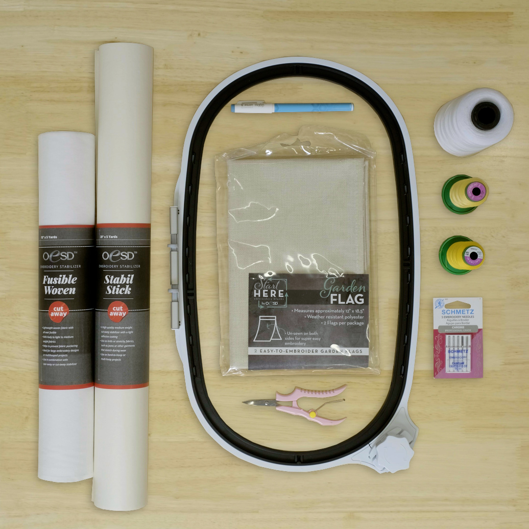 Various supplies against a wooden background