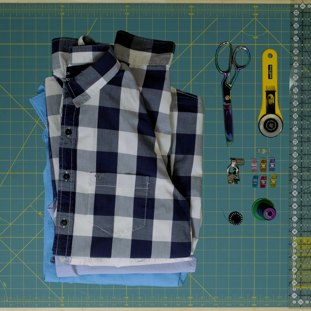 Overhead view of materials laid out