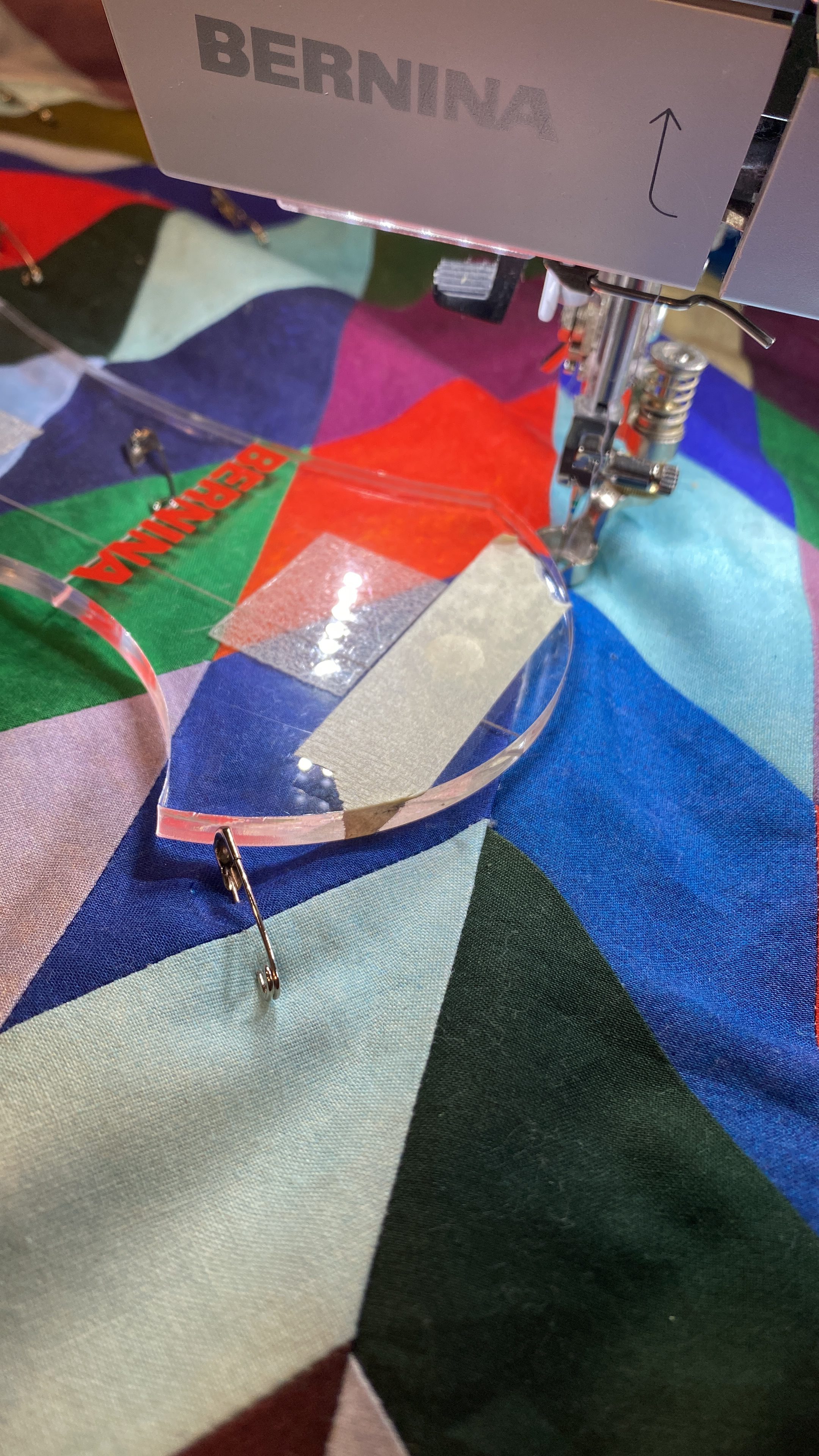 Quilting using my Adjustable Ruler Foot #72 and acrylic rulers.