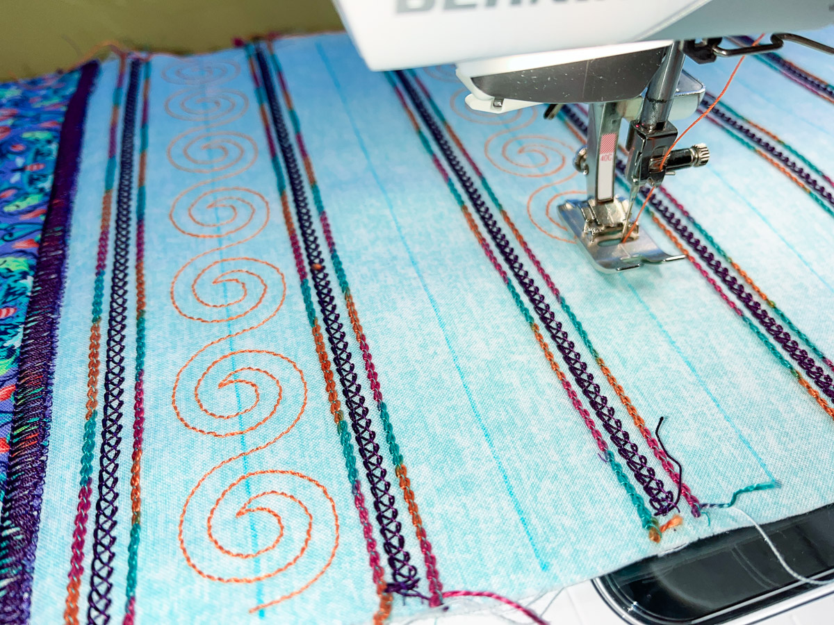 Thread swirls of stitch samples