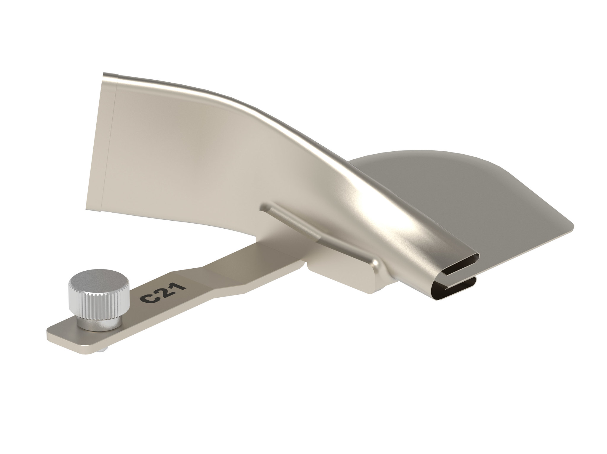 Silver binding attachment on white background