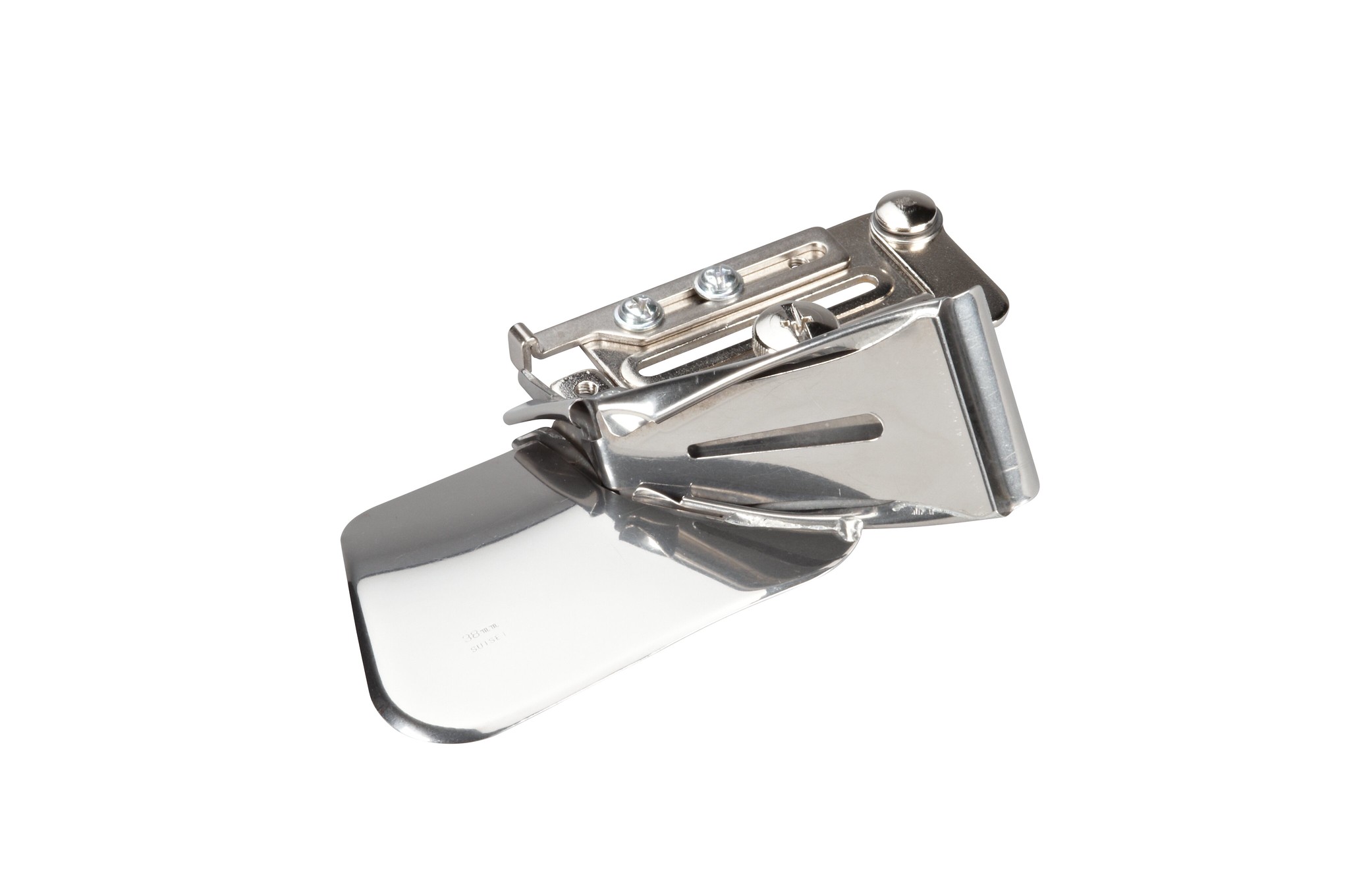 Silver binding attachment on white background