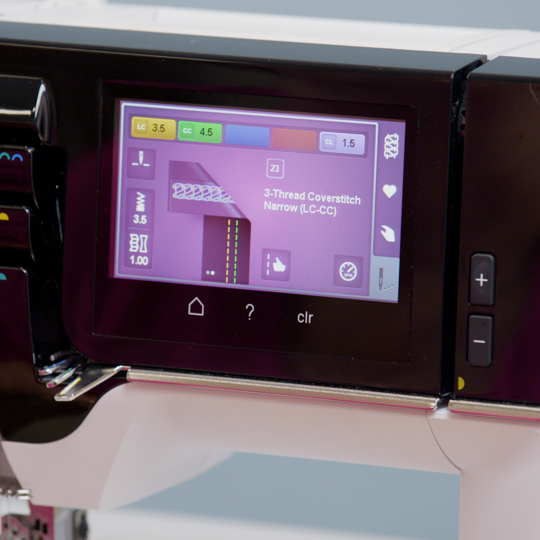 A close-up of a display screen on the BERNINA L 890