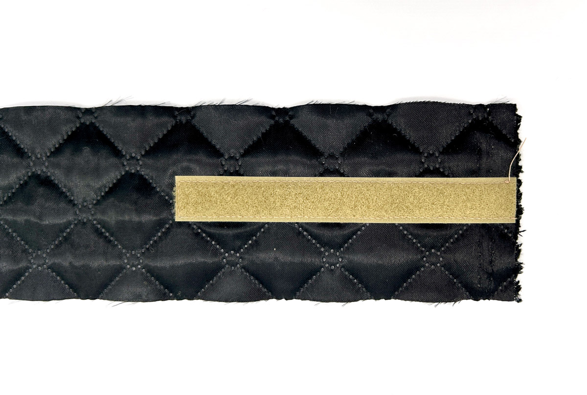 Velcro stitched on quilted fabric