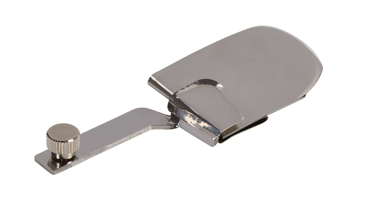 silver coverstitch hemmer on a white background