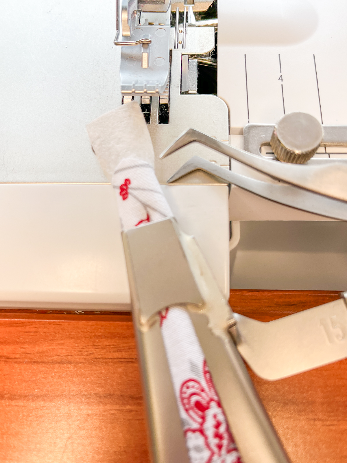 Inserting colorful fabric into the Belt Loop Folder.