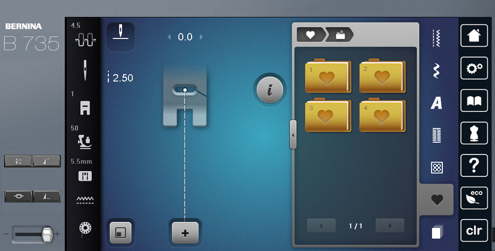 Personal Memory screen on B 735