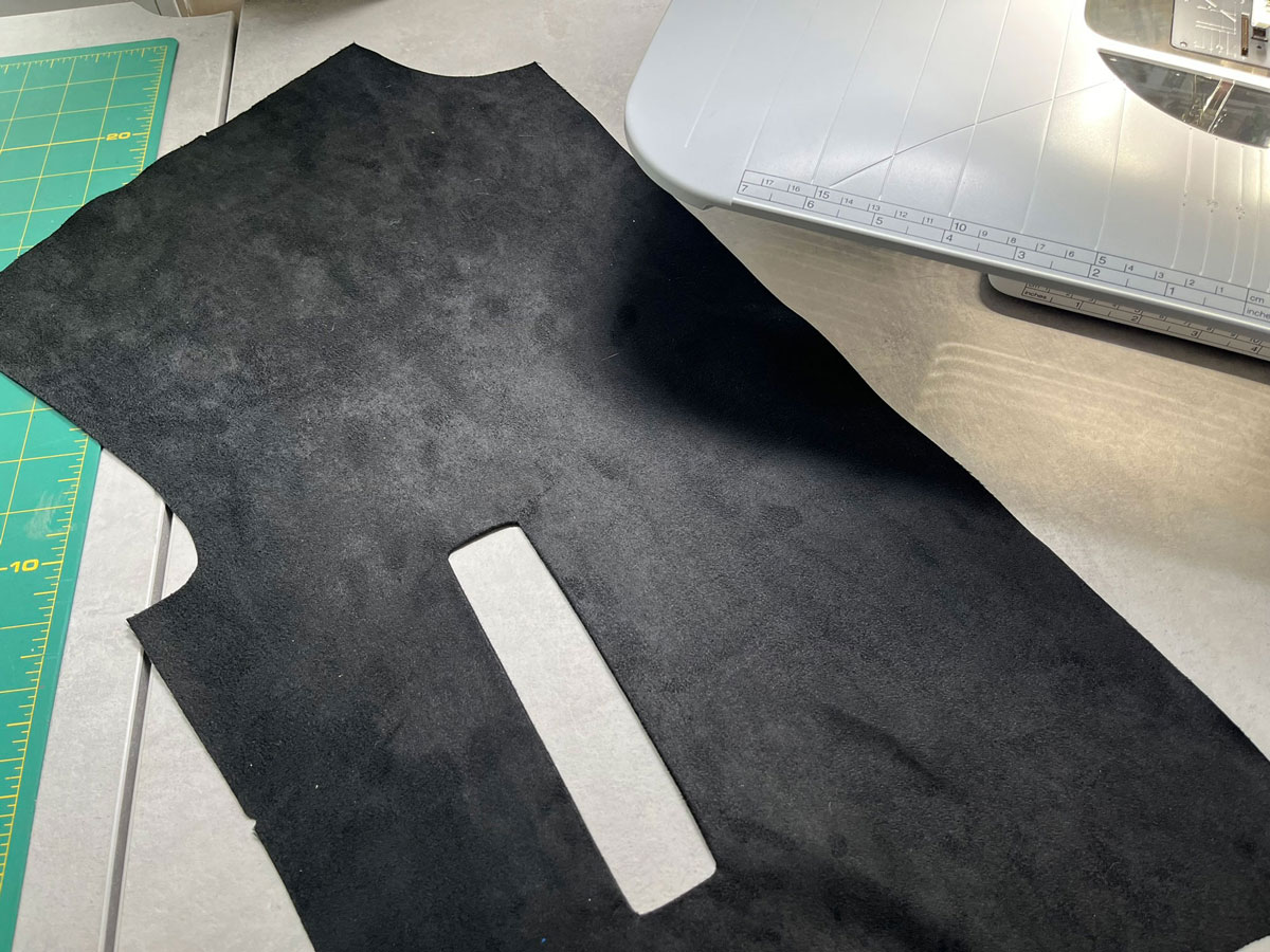 A finished pocket opening that is ready for attaching the welt and front pocket bag.