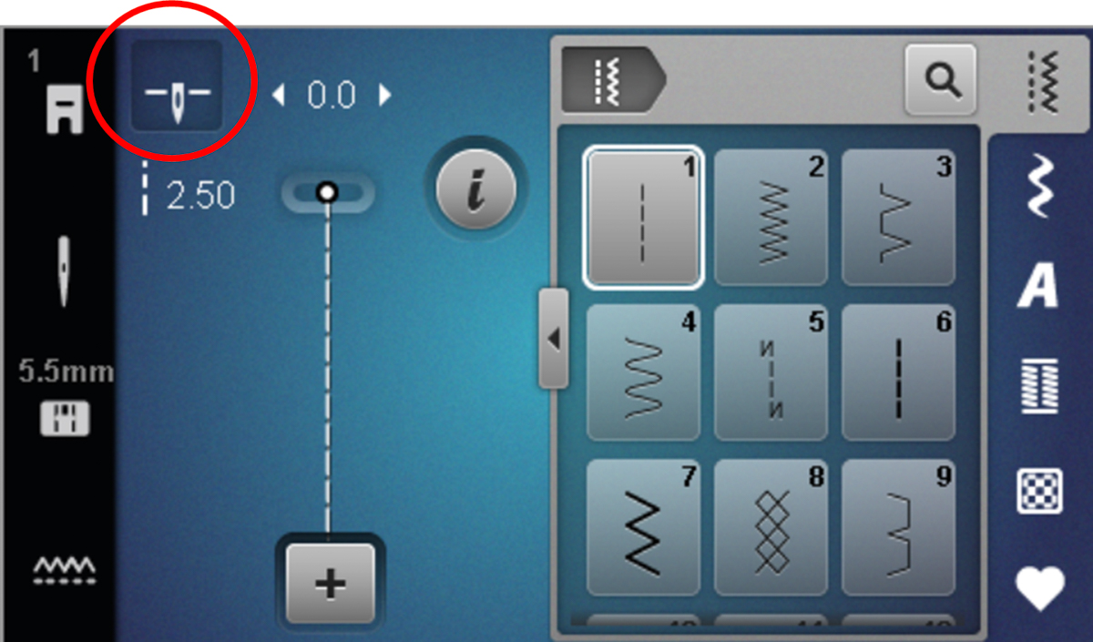 simulator with stitch #1 and icon circled