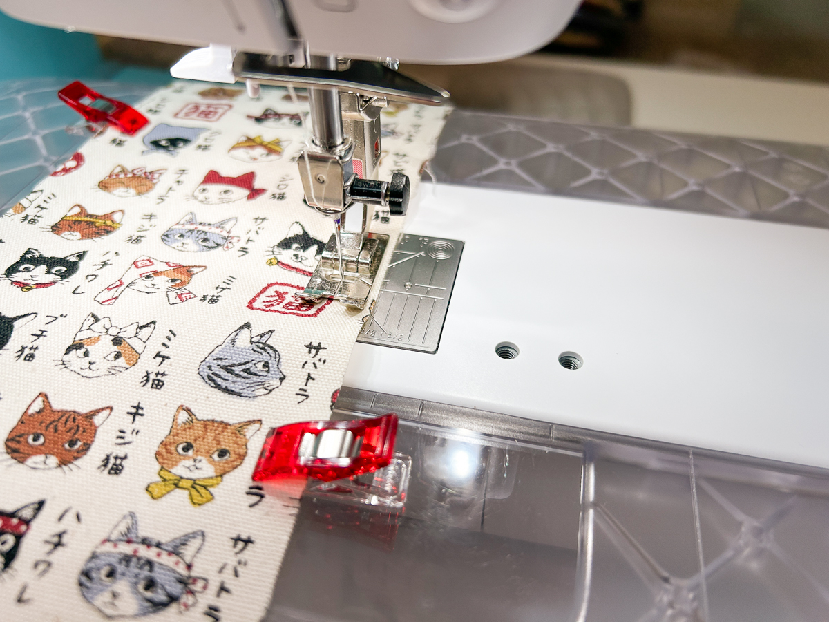 main fabric under presser foot