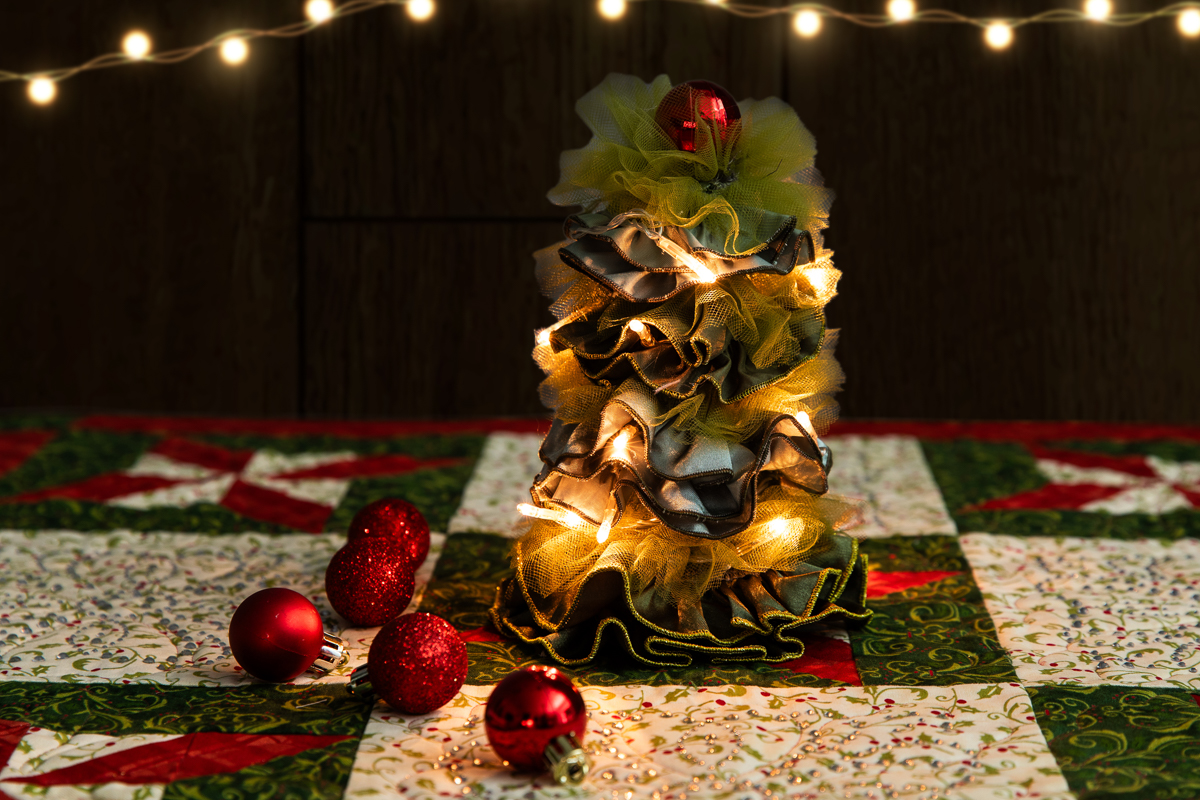 a small tree with lights