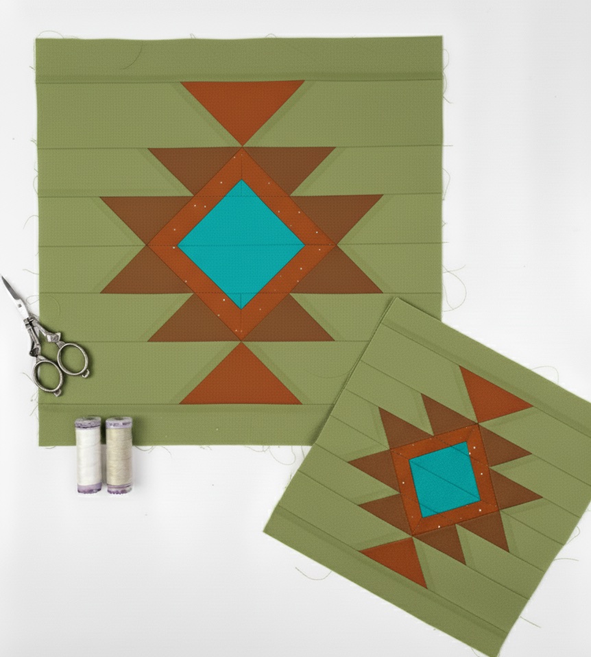 Aztek quilt block pattern Desert Peak by Joe June and Mae