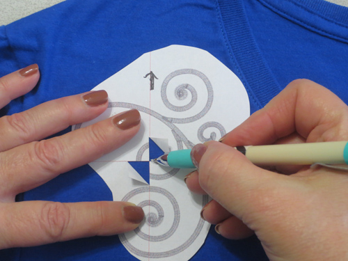 Using paper templates for machine embroidery