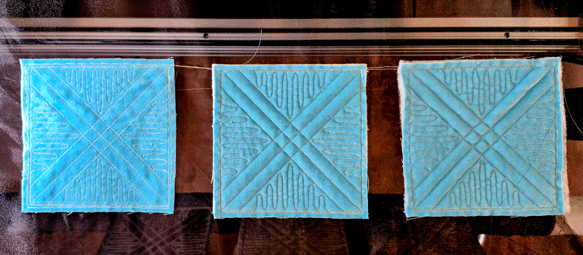 Three swatches of Velveteen