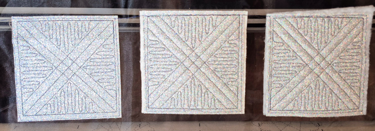 Three swatches of Glitter Vinyl