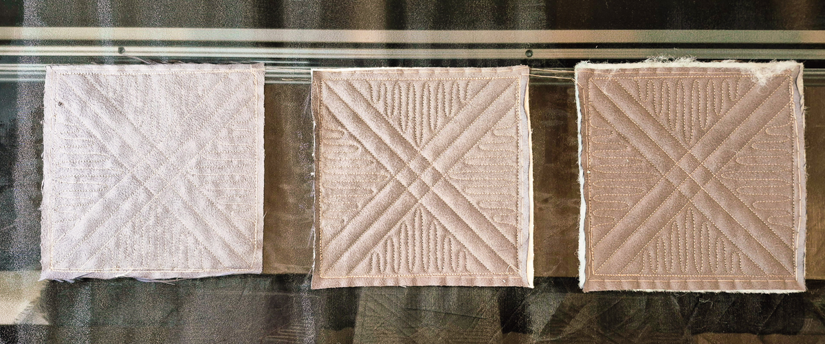 Three swatches of Faux Suede