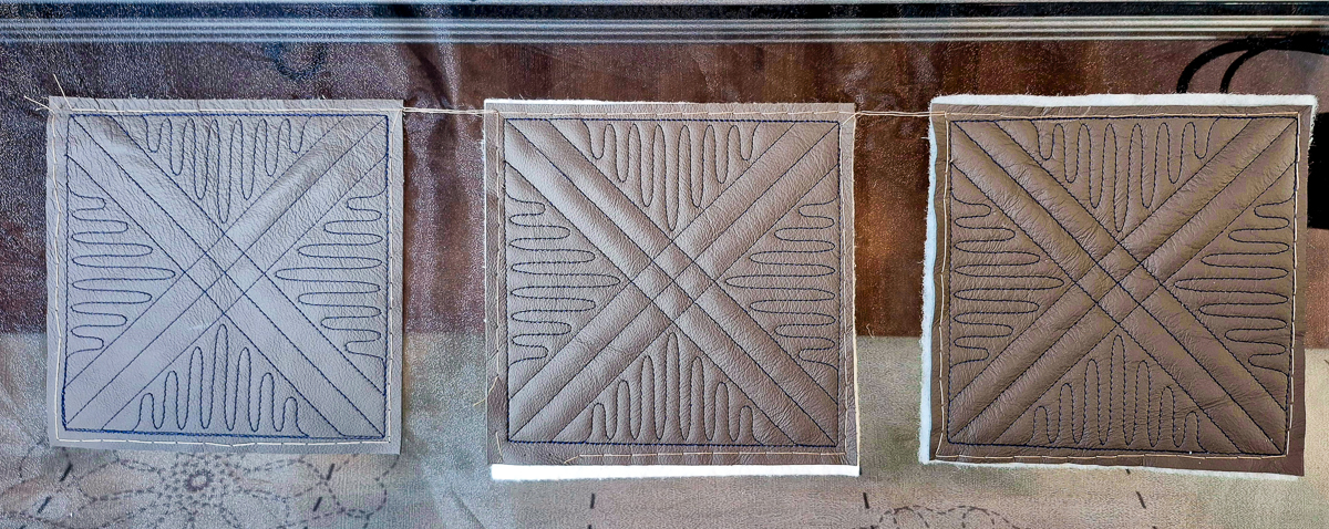 Three swatches of Leather Cowhide