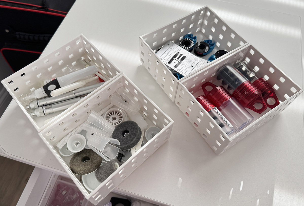 I like that I can easily remove the bins when I sew because...