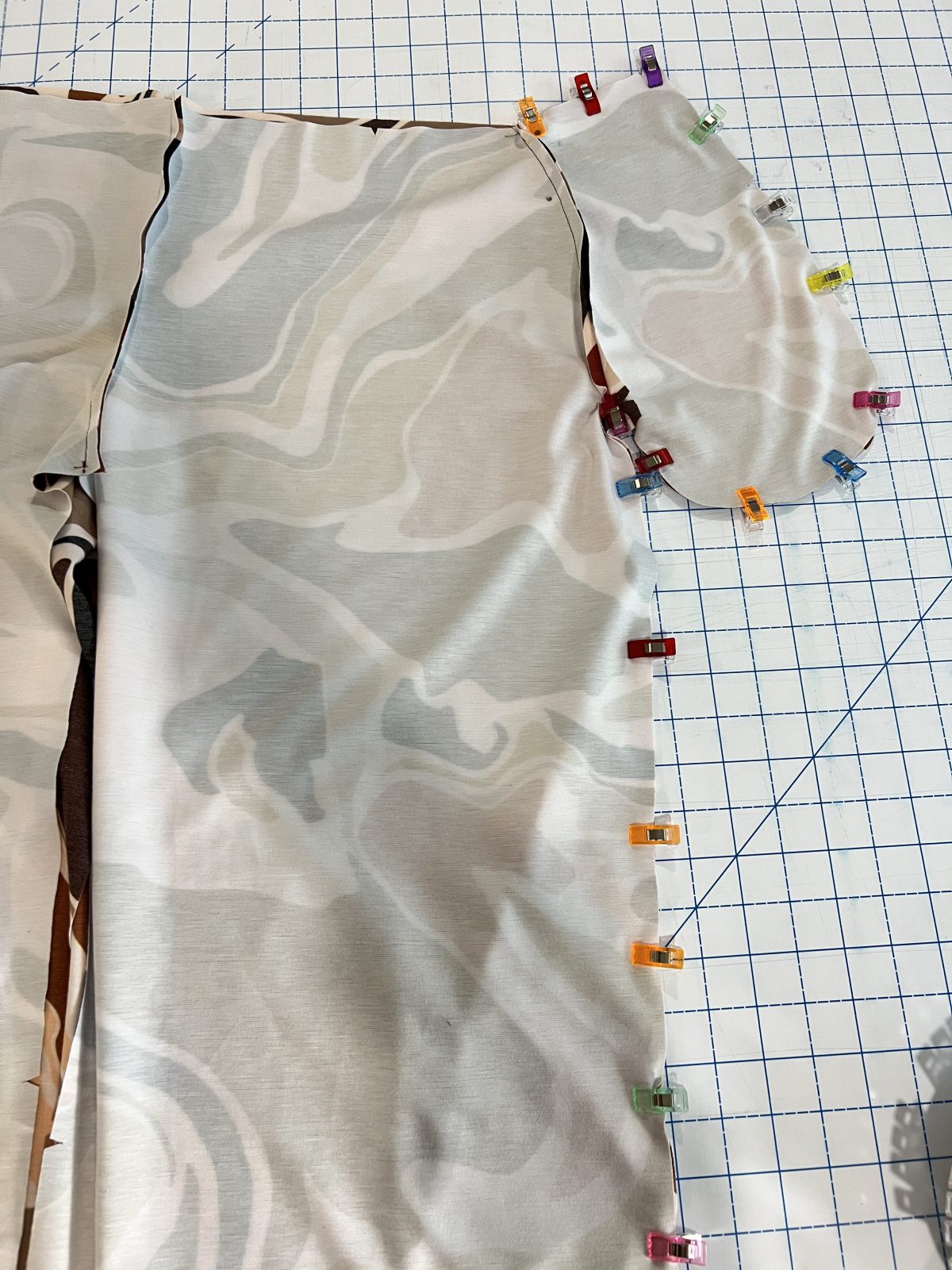 Clipped front and back pants right sides together