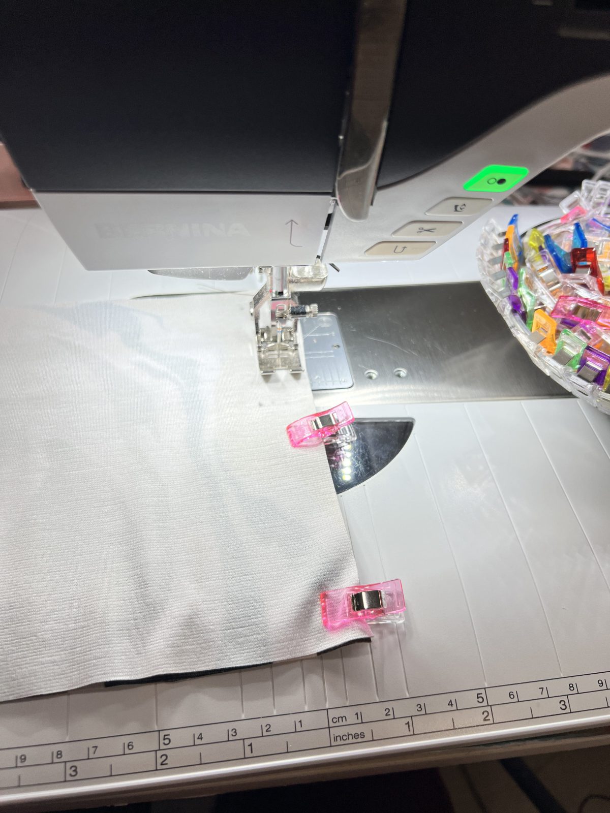 Pin both back waist band pieces at side seams