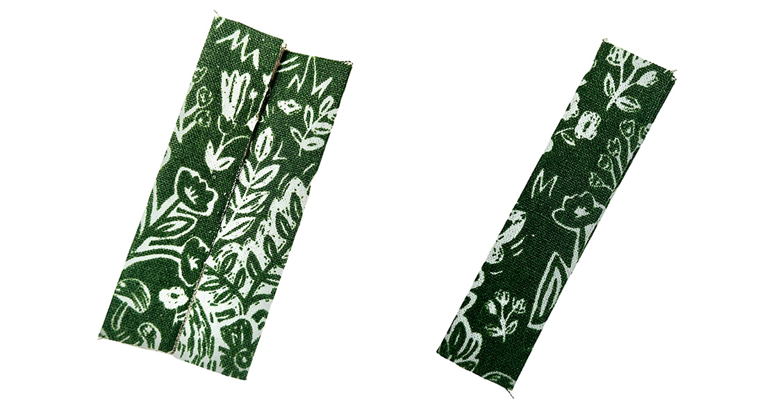 loop handle pressed to center & in half