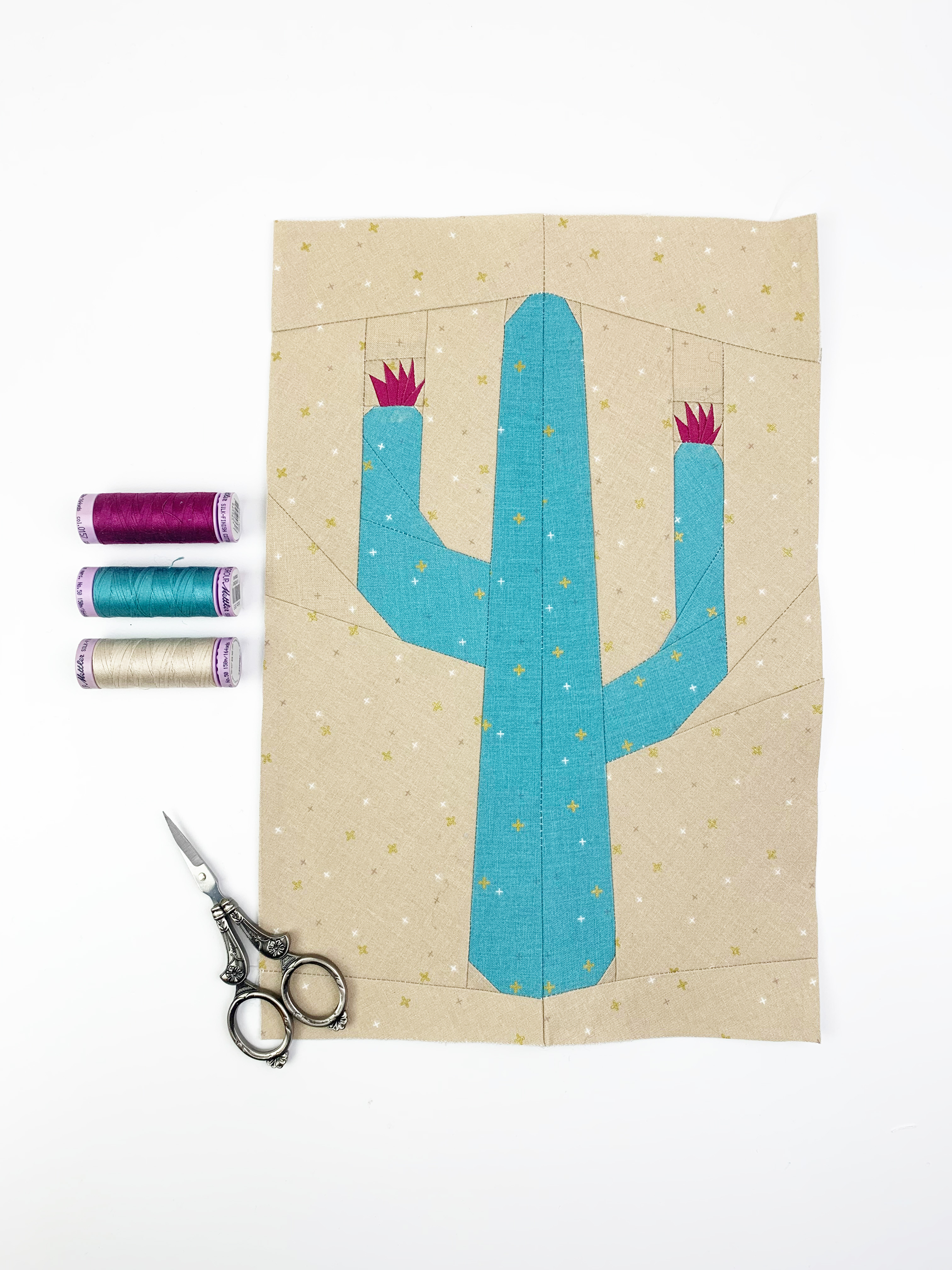 Cactuy quilt block pattern by Joe June and Mae