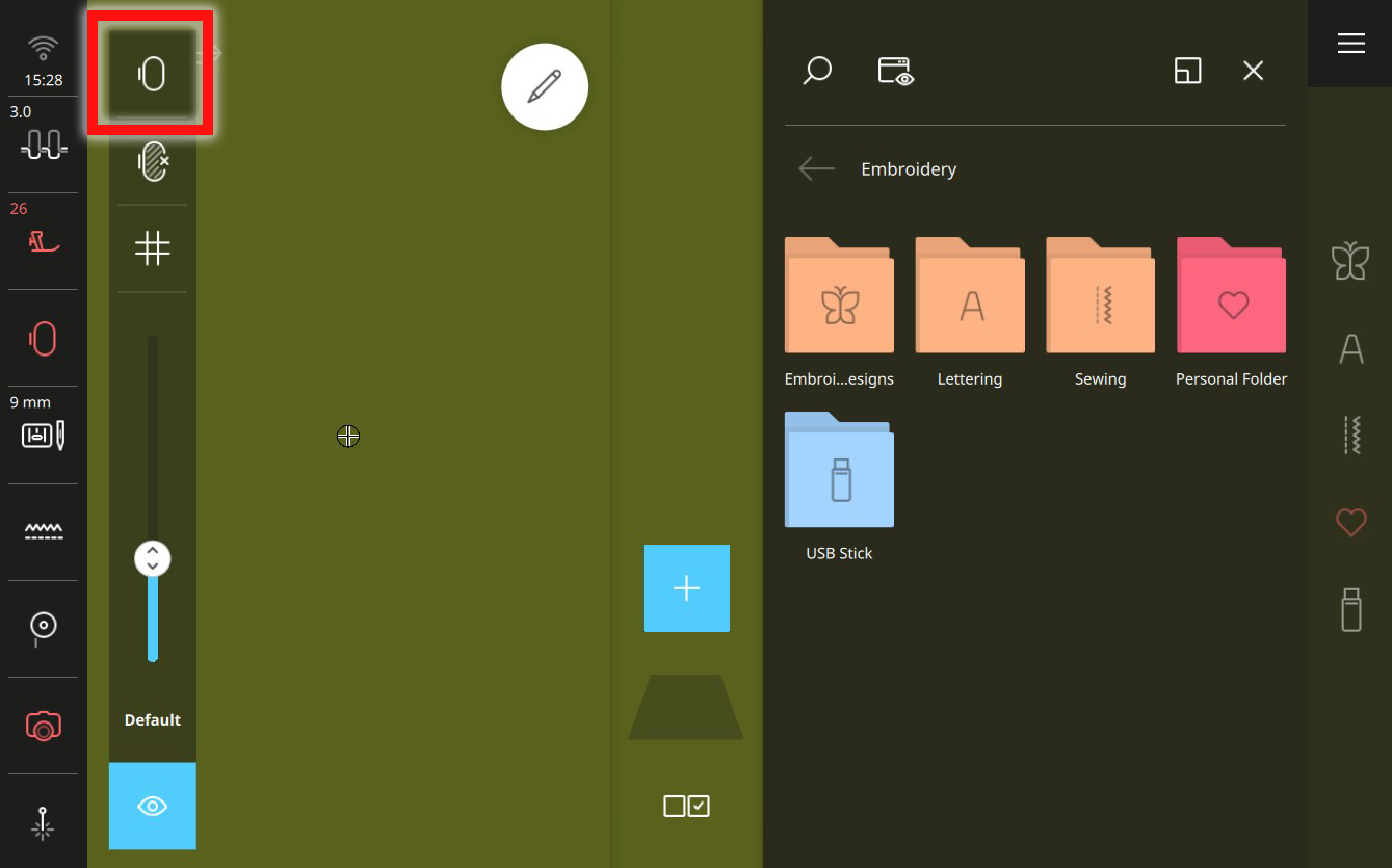 toolbar view on machine