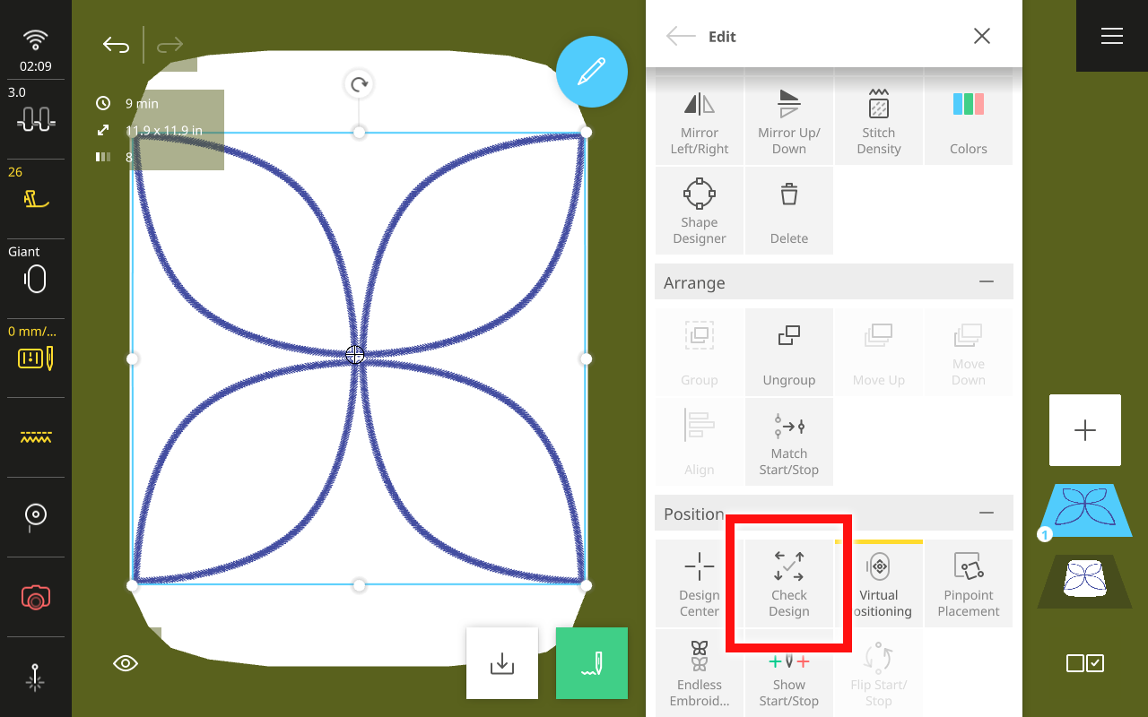 attach the embroidery hoop when prompted
